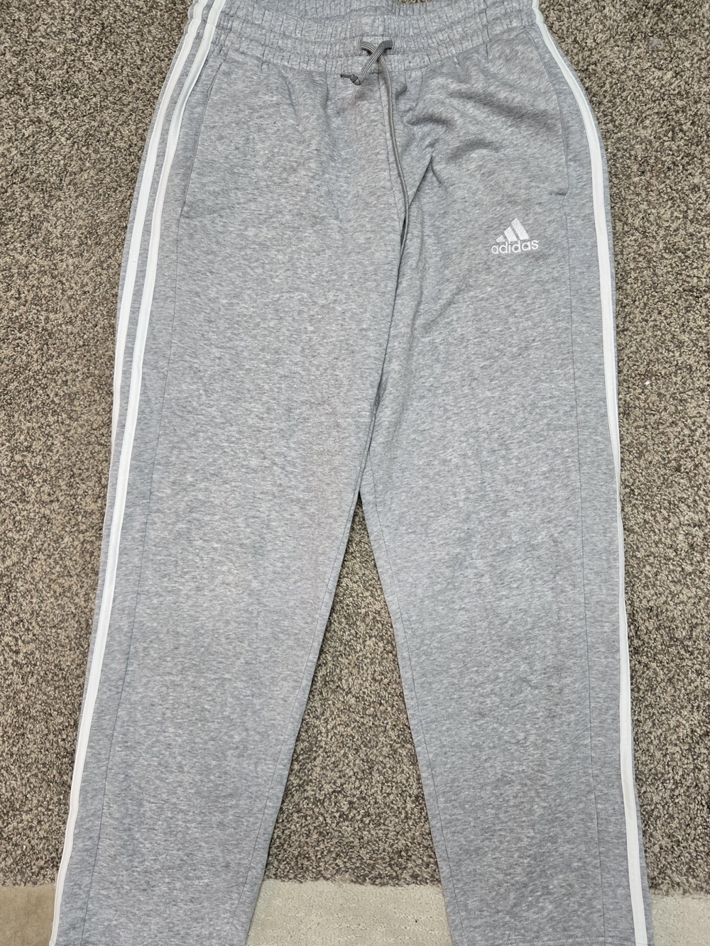 adidas Womems Light Gray Joggers with White Side Stripes
